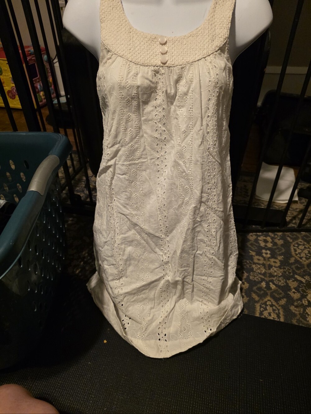 Cream Eyelet Sleeveless Tunic Dress Red Camel Size 1